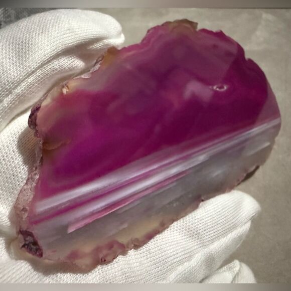 Pink Banded Agate Slice – Polished Crystal Display Stone 5.5” Vibrant Color - Picture 14 of 17